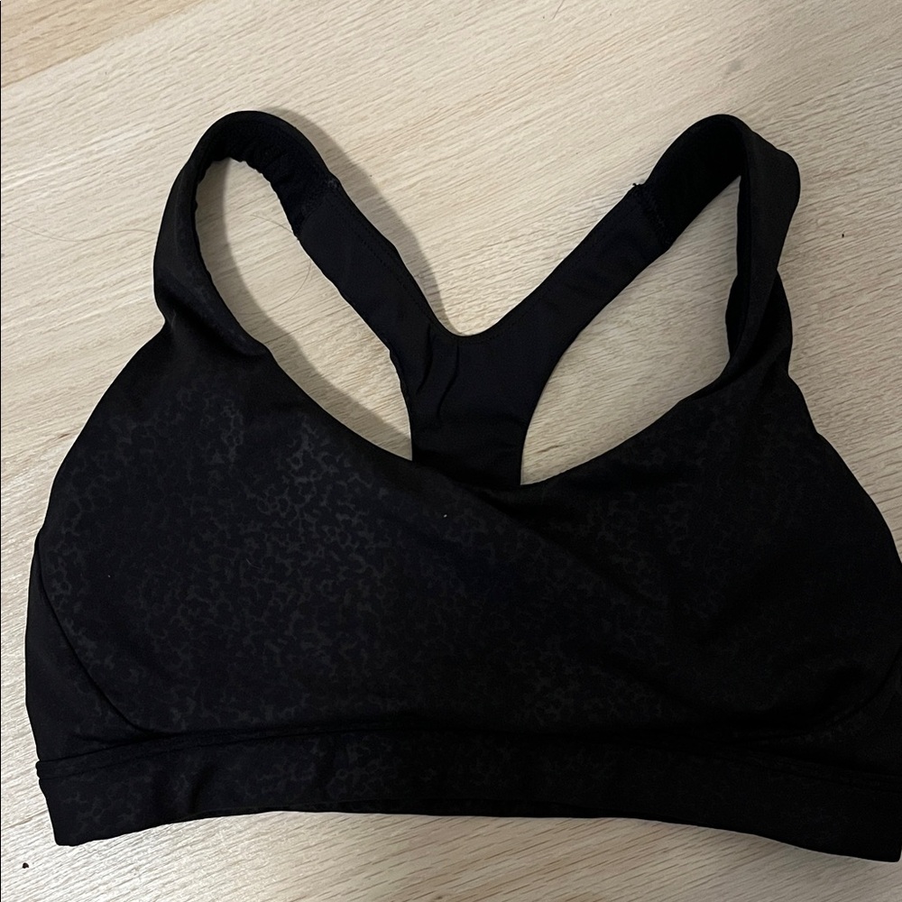Athleta Black Patterned Sports Bra